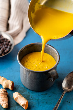 Turmeric milk in a glass 