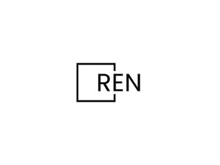 REN letter initial logo design vector illustration
