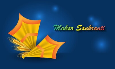 Fototapeta na wymiar Happy Makar Sankranti, Flying Kites. Realistic vector illustration