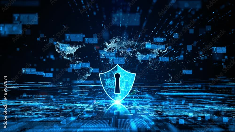 Poster cyber security, digital data network protection, future technology digital data global network conne