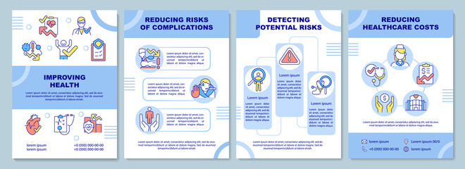 Annual check up benefits brochure template. Healthcare. Flyer, booklet, leaflet print, cover design with linear icons. Vector layouts for presentation, annual reports, advertisement pages