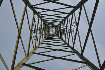 shot of an electricity pylon from below