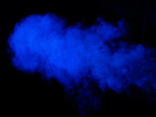 Blue smoke texture on black background