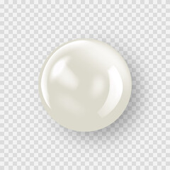 Pearl vector on white background. White pearl.