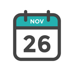 November 26 Calendar Day or Calender Date for Deadlines or Appointment