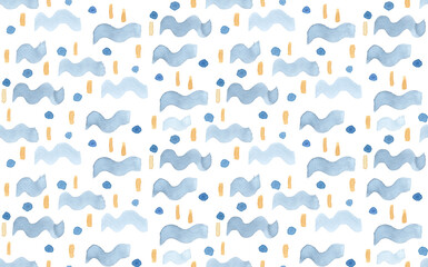 Watercolor seamless patter as navy blue waves