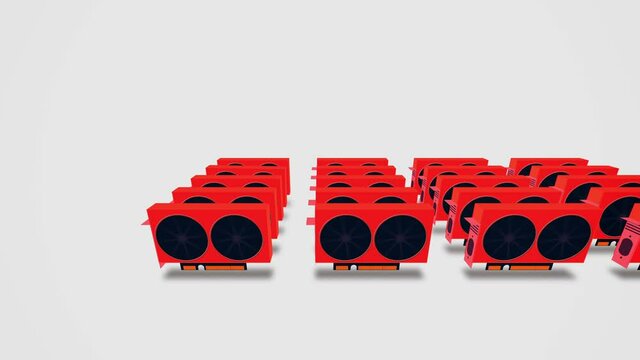 3D Video graphic cards mining farm for cryptocurrency .