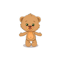 Cute cartoon teddy bear on a white background