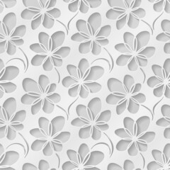 White floral 3d background. Seamless pattern for decoration. Ornate pattern with flowers. Vector illustration