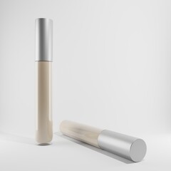 two glass corrector with metallic cap on white background