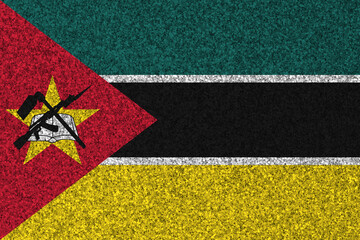Patriotic glitter background in color of Mozambique flag - obrazy, fototapety, plakaty
