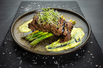Chef cuisine. Side view, top studio shot