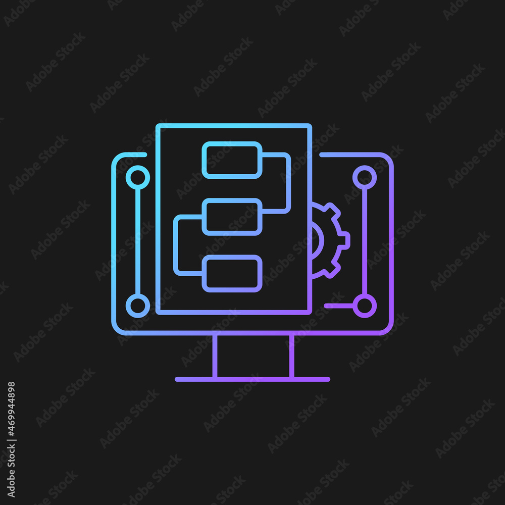 Aufkleber digital project management gradient vector icon for dark theme. organising resources. managing onlin