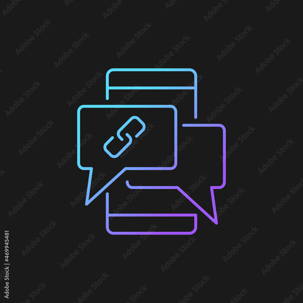 Poster digital communication gradient vector icon for dark theme. instant messaging. collaborative culture.