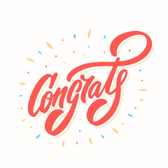 Congrats. Greeting card. Vector handwritten lettering.