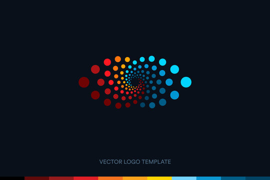 Vision Abstract dot logo template, colorful eye vector logo concept for clinic and technology business. Vector illustration.