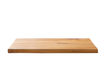 aged dark chopping board out of wood. isolated in white background. perspective view