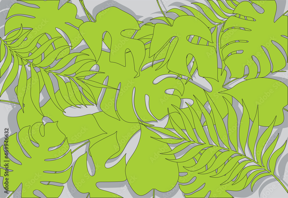 Poster abstract background with simple green leaves pattern