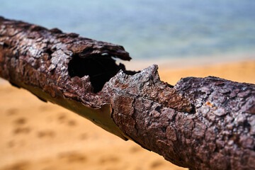 Corrosion of metal. Rusty pipe.