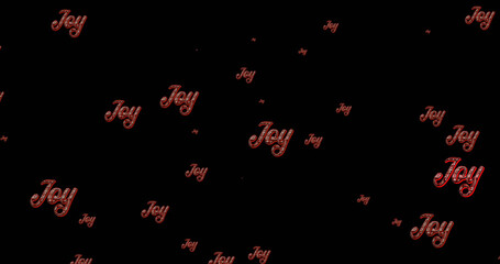 Image of joy text in repetition at christmas on black background