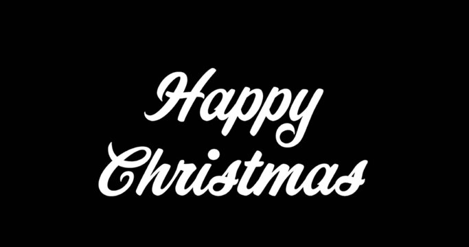 Image of happy christmas text on black background
