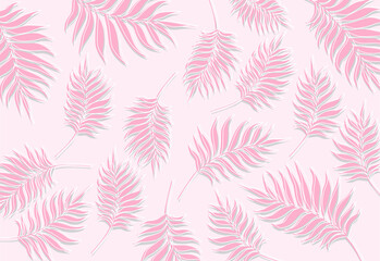 Fototapeta na wymiar Abstract pink background with simple pink leaves pattern