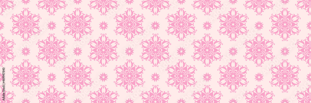 Canvas Prints Beautiful background pattern with floral pink ornament on a light pink background for your design. Seamless background for wallpaper texture. Vector illustration