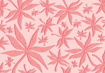 Abstract pink background with simple pink leaves pattern