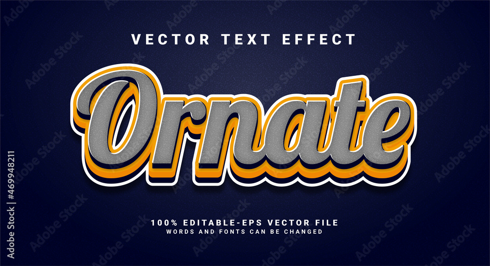 Poster ornate 3d text effect. editable text style effect with grunge concept.