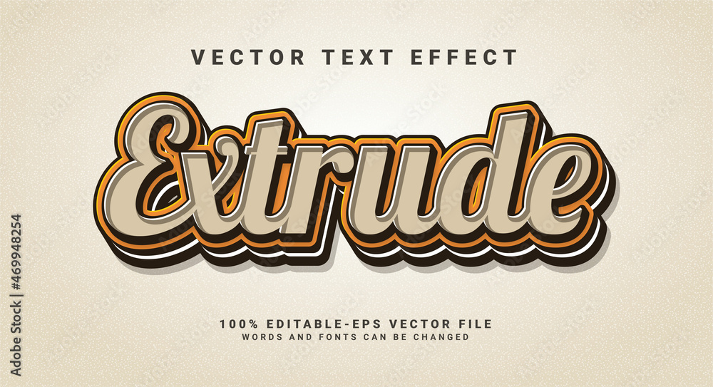 Poster extrude 3d text effect. editable text style effect with colorful theme.