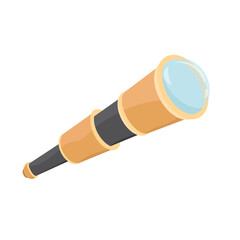 Spyglass in cartoon style, isolated on white. Sailor or Pirate foldable Telescope, Nautical Spyglass.  Element of adventuring, carnival, party, gaming, piracy.  Trendy illustration