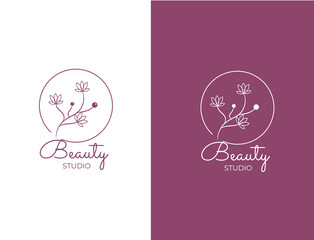 Logo design Beauty Studio. Logo for beauty salon. Floral logo.