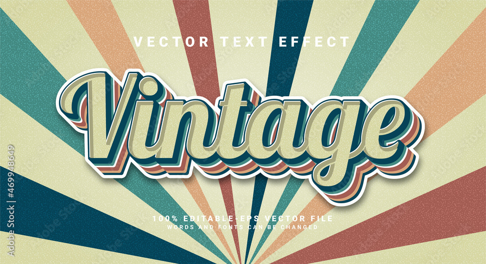 Poster vintage 3d text effect. editable text style effect with colorful theme.