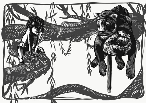 Mogli and Baghira