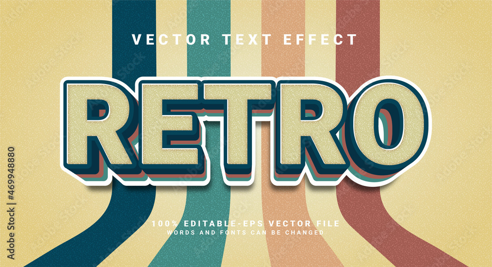 Poster retro 3d text effect. editable text style effect with colorful theme.