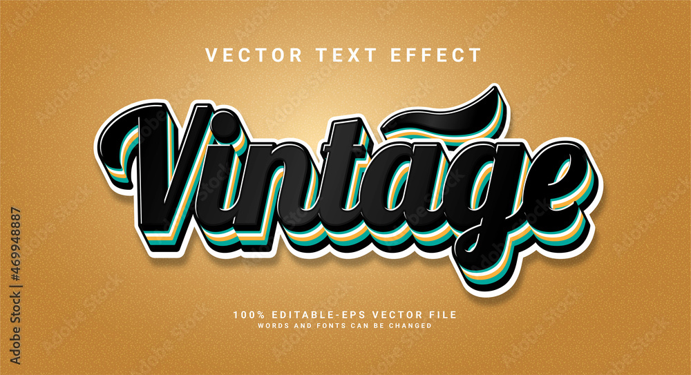 Poster vintage 3d text effect. editable text style effect with blue color theme.