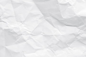White crumpled paper texture background.