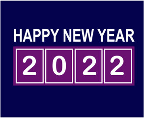 2022 Happy New Year Vector Abstract Holiday Illustration White And Purple With Blue Background