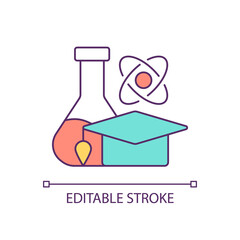 Science RGB color icon. Chemistry and physics. University graduation. Academic scientific degree. Education process. Isolated vector illustration. Simple filled line drawing. Editable stroke