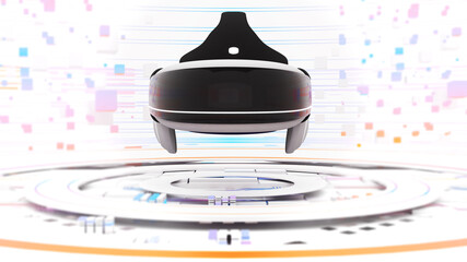 Virtual camera technology, virtual reality, simulated world travel via cyberspace, digital technology metaverse,3d rendering