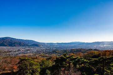 Fototapeta na wymiar 芥子坊主農村公園の展望台からの風景