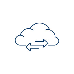 thin line data sync or upload icon like cloud