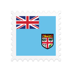 Fototapeta premium Fiji flag postage stamp on white background. Vector illustration eps10.