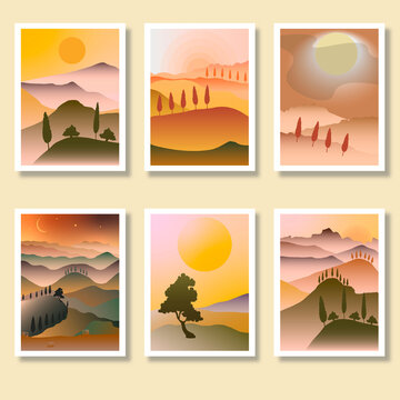 Posters with Tuscany Scenery Day and Night