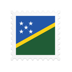 Solomon Islands flag postage stamp on white background. Vector illustration eps10.