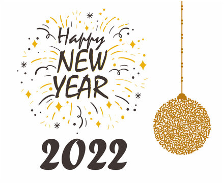 Happy New Year 2022 Holiday Illustration Vector Abstract Brwon And Yellow With White Background