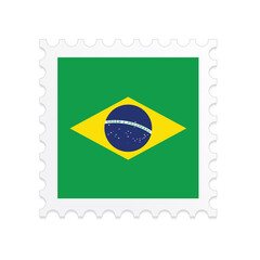 Brazil flag postage stamp on white background. Vector illustration eps10.