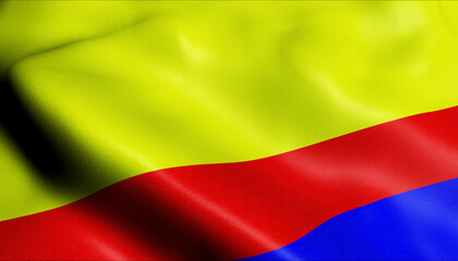 3D Waving Poland City Flag of Płock Closeup View