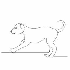 one line drawing puppy isolated on white background