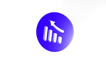 Business growth graph 3d in abstract style on white background. Creative concept idea design. Business  icon. 3d banner background. Financial statistics. Marketing concept.